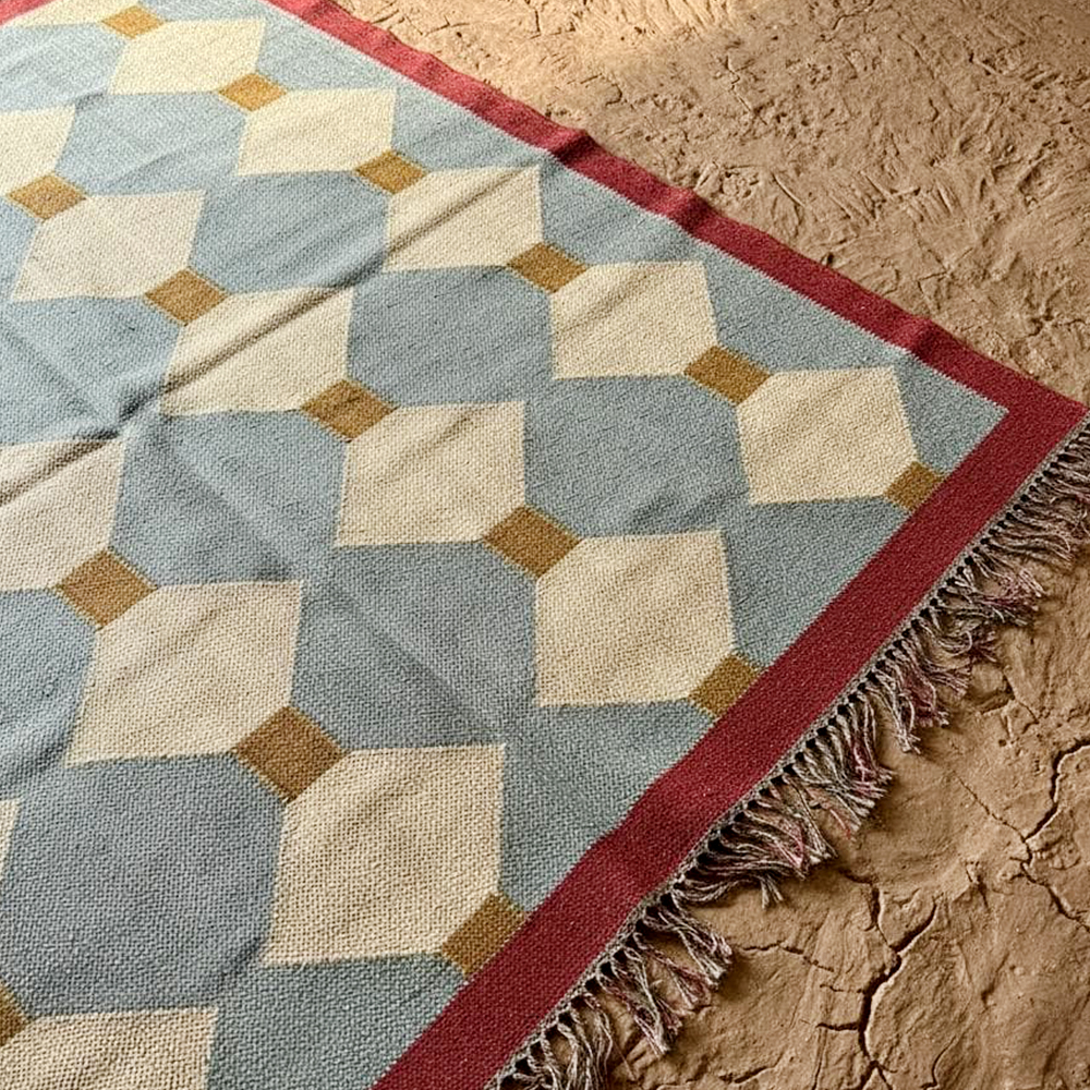 Multicolor Handcrafted Jute Vintage Dhurrie For Living Room